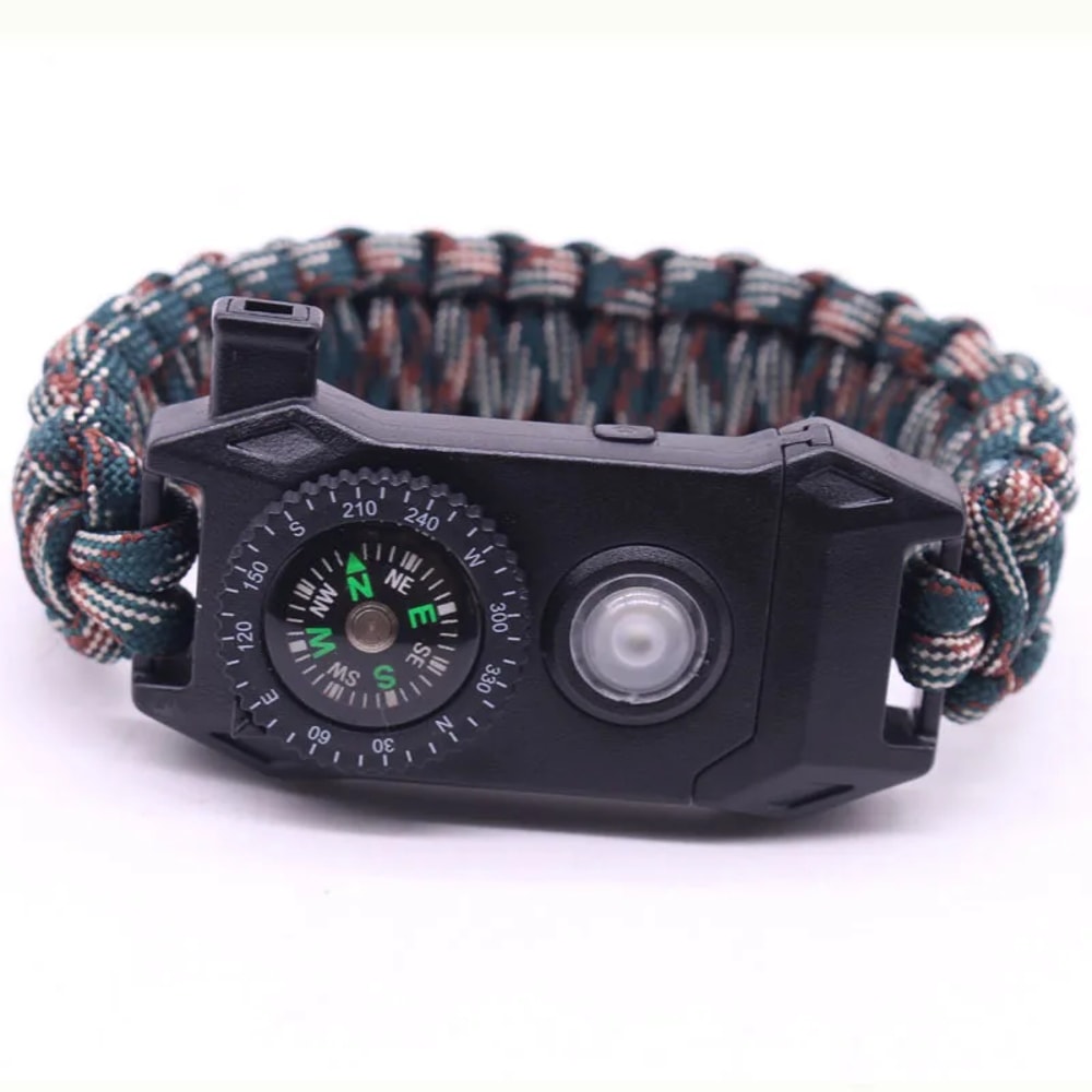 Outdoor Survival SOS Bracelet With LED Light Compass Whistle For Emergency Hiking Gear 1
