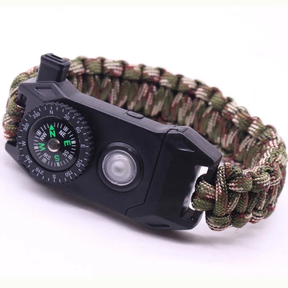 Outdoor Survival SOS Bracelet With LED Light Compass Whistle For Emergency Hiking Gear 2