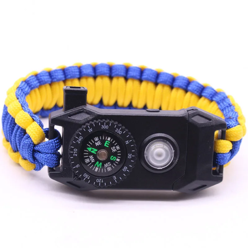 Outdoor Survival SOS Bracelet With LED Light Compass Whistle For Emergency Hiking Gear 0