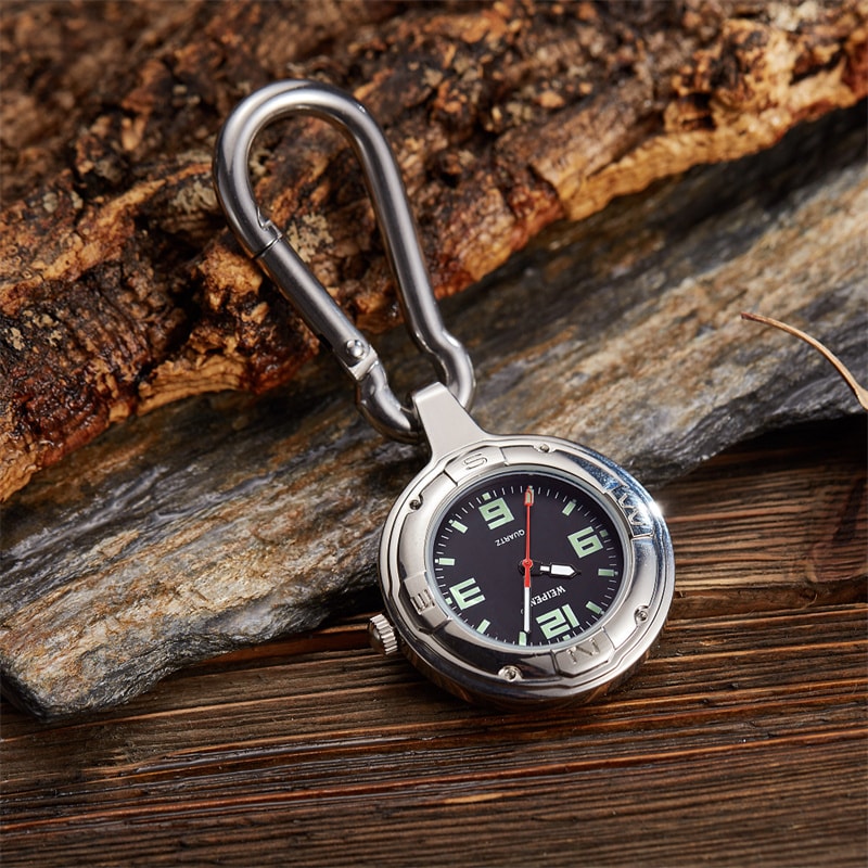 Retro Waterproof Carabiner Watch with Luminous Dial for Hiking Travel Outdoor Use