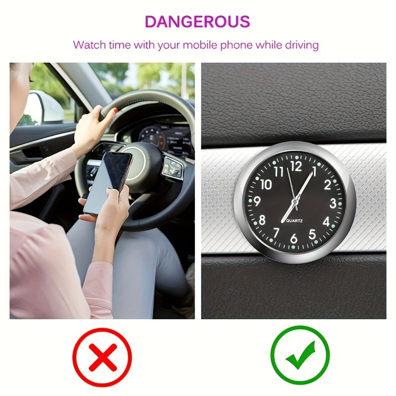 Mini Luminous Car Dashboard Clock Stick On Quartz Auto Timer