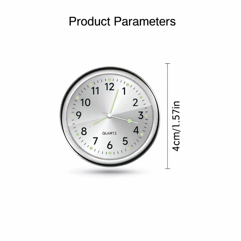 Mini Luminous Car Dashboard Clock Stick On Quartz Auto Timer