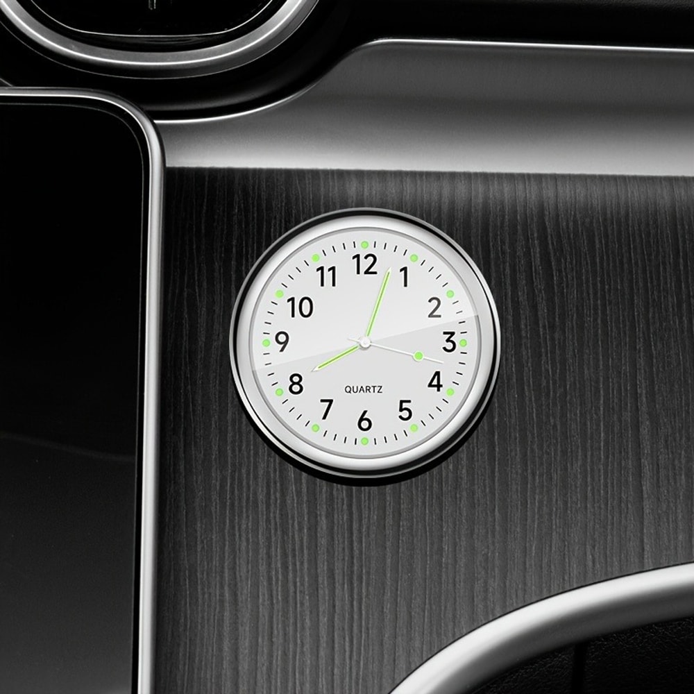 Mini Luminous Car Dashboard Clock Stick On Quartz Auto Timer