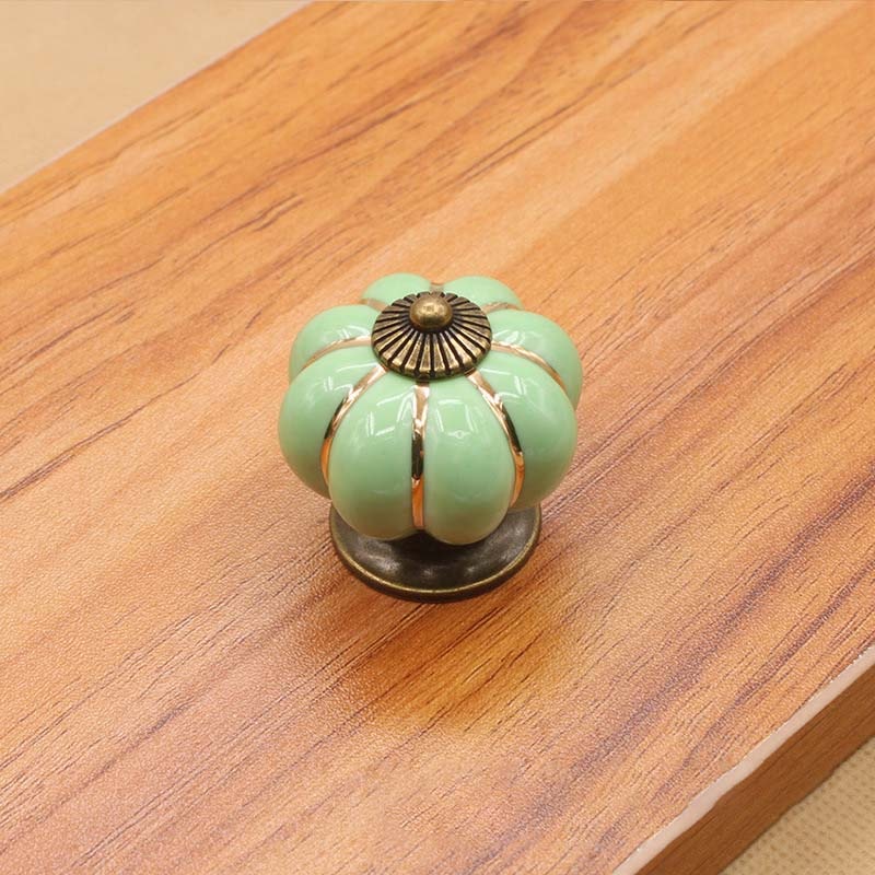 Vintage Ceramic Pumpkin Cabinet Knobs For Kitchen Drawers And Furniture Pull Handles 3