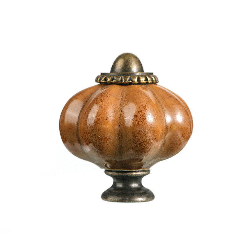 Ceramic Pumpkin Cabinet Knobs Decorative Kitchen Drawer Pulls For Cabinets Dressers 10