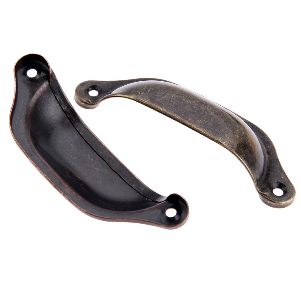 Antique Brass Shell Cabinet Handles Vintage Drawer Pulls 3