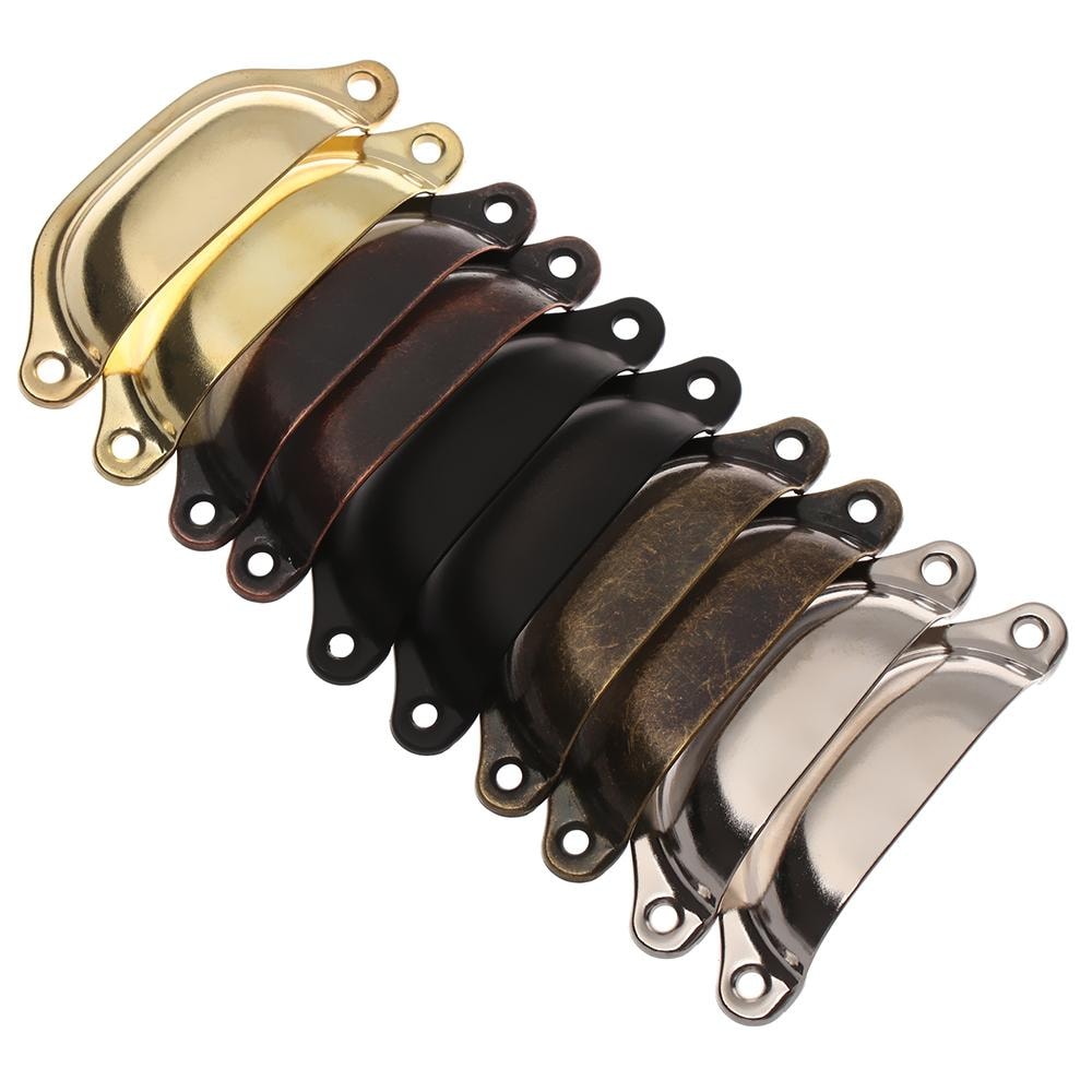 Antique Brass Shell Cabinet Handles Vintage Drawer Pulls 4