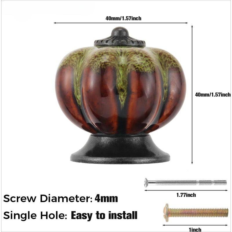 Antique Pumpkin Ceramic Cabinet Knobs Vintage Drawer Pulls For Kitchen Furniture 3