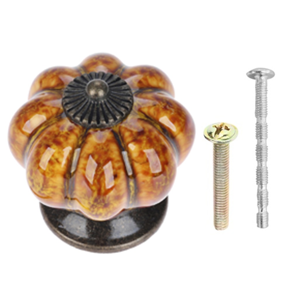 Antique Pumpkin Ceramic Cabinet Knobs Vintage Drawer Pulls For Kitchen Furniture 6