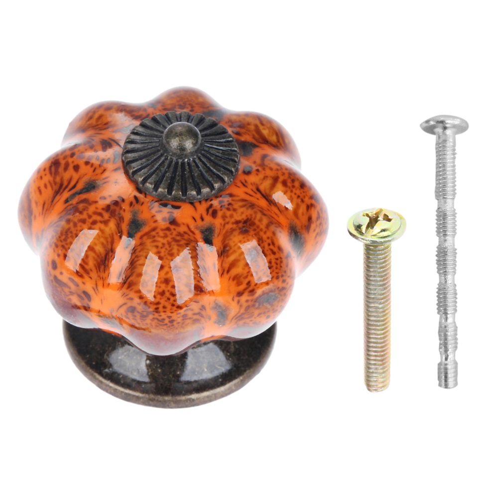 Antique Pumpkin Ceramic Cabinet Knobs Vintage Drawer Pulls For Kitchen Furniture 7