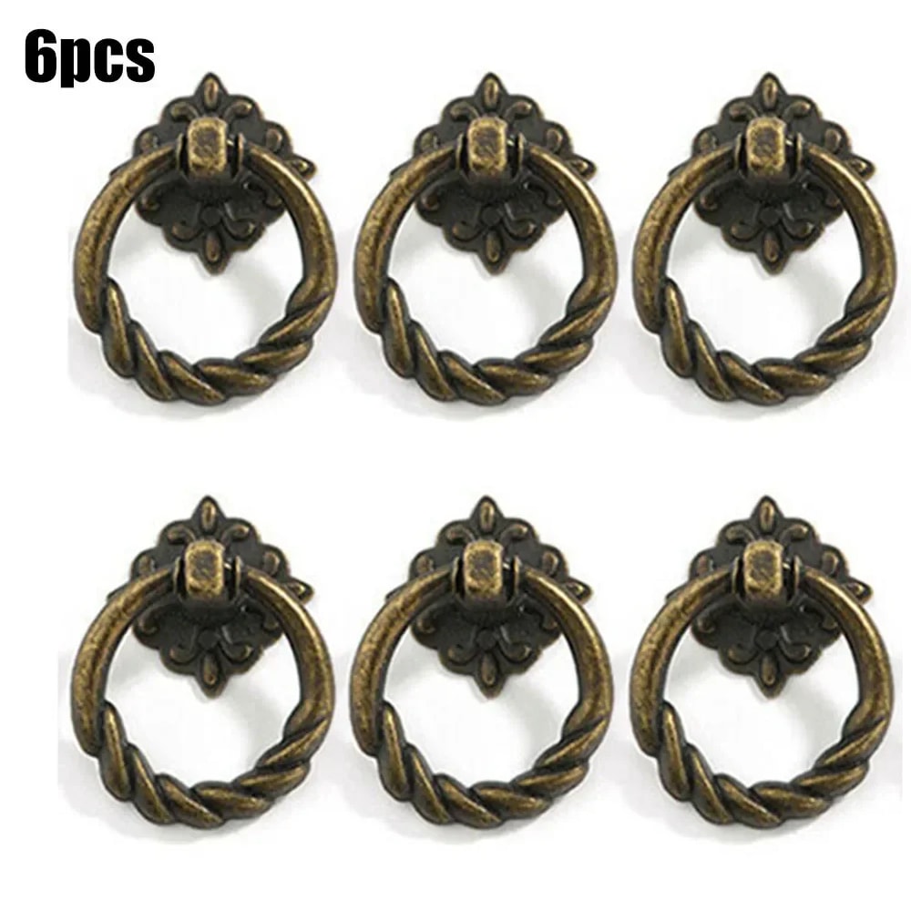 Vintage Brass Cabinet Ring Pull Handles Set Of Antique Drawer Pulls For Furniture Upgrade 5