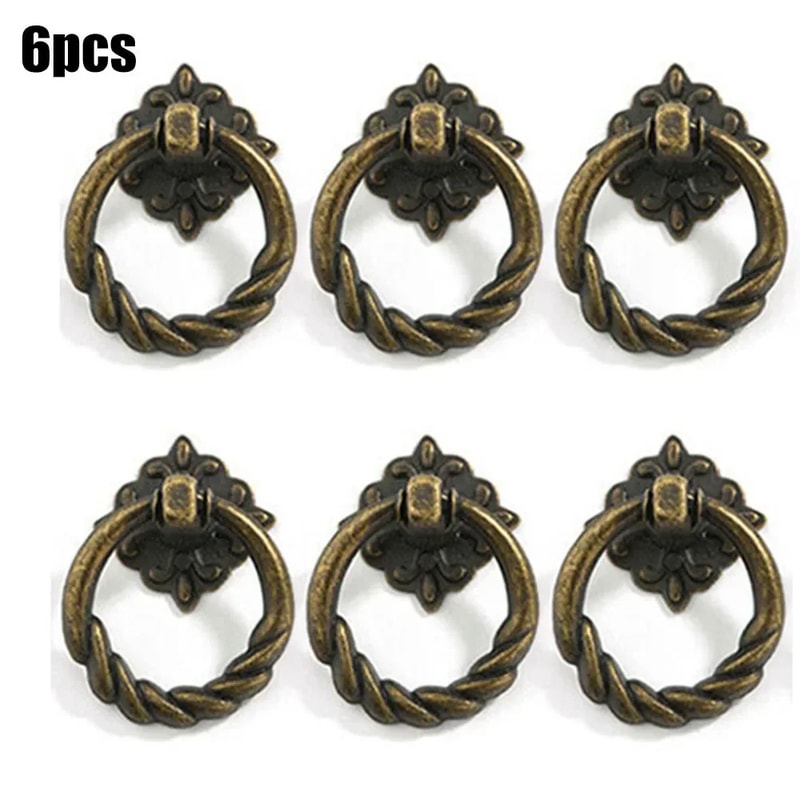 Vintage Brass Cabinet Ring Pull Handles Set Of Antique Drawer Pulls For Furniture Upgrade 5