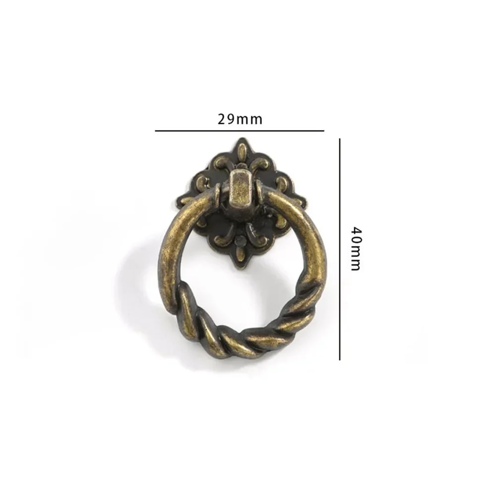 Vintage Brass Cabinet Ring Pull Handles Set Of Antique Drawer Pulls For Furniture Upgrade 3