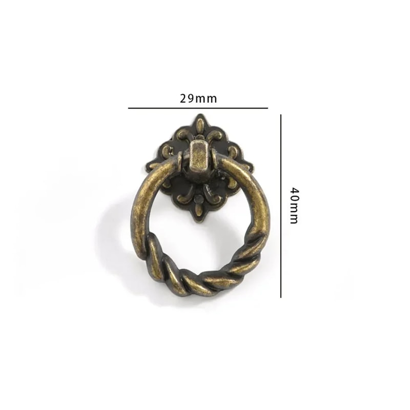 Vintage Brass Cabinet Ring Pull Handles Set Of Antique Drawer Pulls For Furniture Upgrade 3