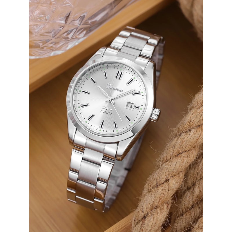 Elegant Womens Quartz Watch With Steel Band Calendar Minimalist Fashion Wristwatch 1