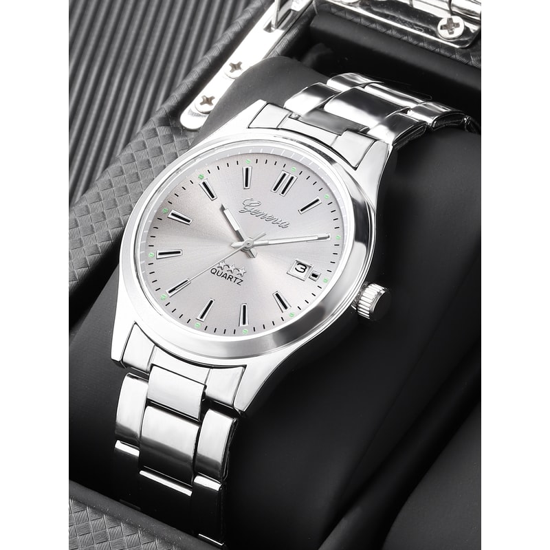 Elegant Womens Quartz Watch With Steel Band Calendar Minimalist Fashion Wristwatch 2
