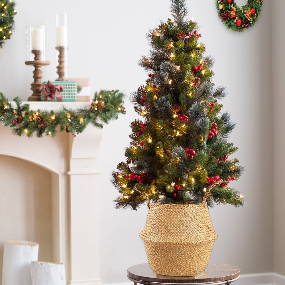 Handwoven Seagrass Storage Basket Hanging Planter with Foldable Laundry Design