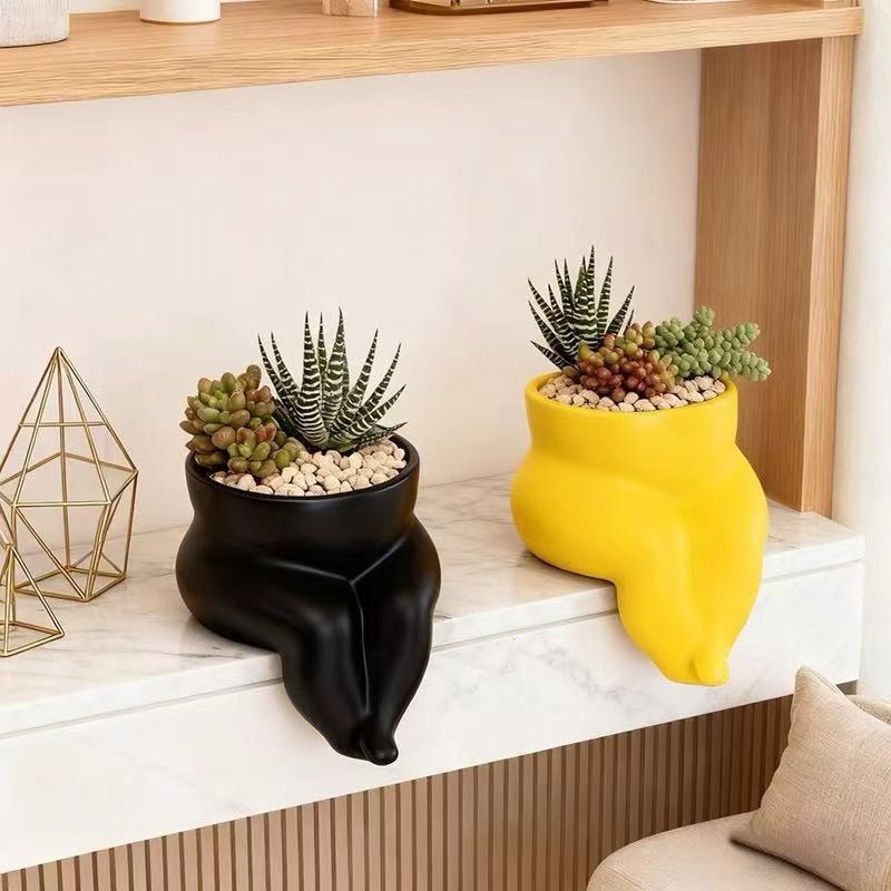 Creative Sitting Planter Pot Cute Fat Leg Flowerpot Decorative Indoor Outdoor Garden Decor 1
