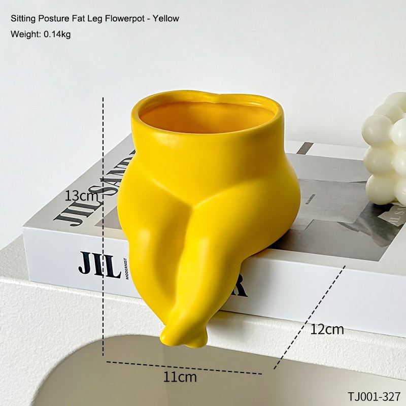 Creative Sitting Planter Pot Cute Fat Leg Flowerpot Decorative Indoor Outdoor Garden Decor 4