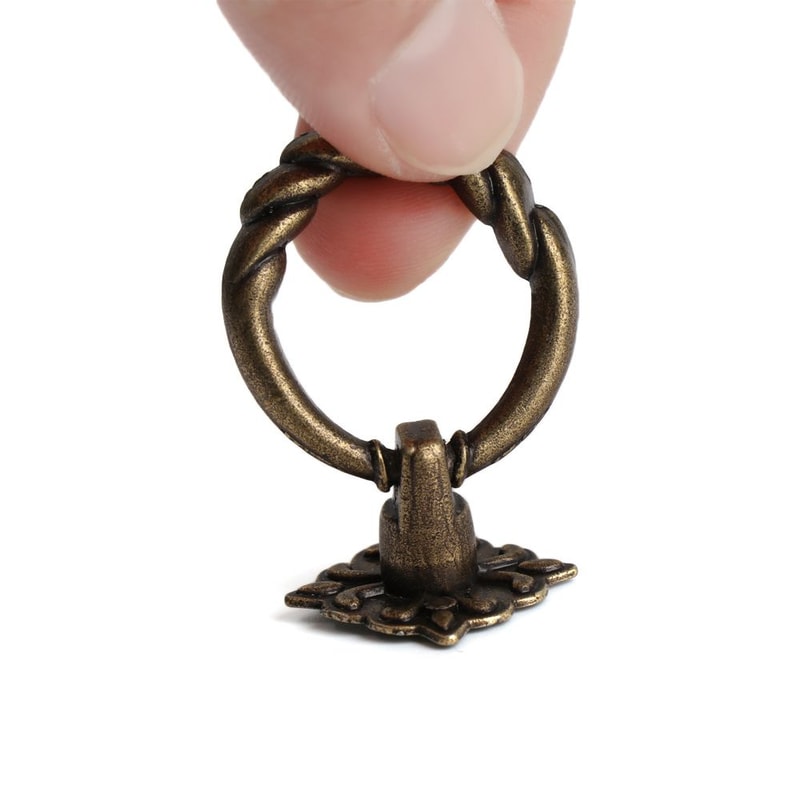 Vintage Copper Cabinet Knob Retro Ring Drawer Pull For Kitchen Wardrobe Doors 3