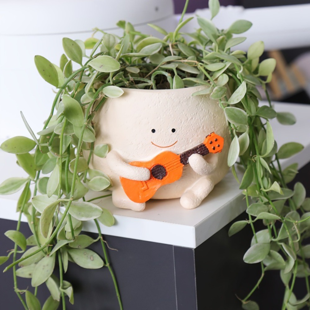 Guitar Planter Succulent Flower Pot Cute Desk Decor For Home Office 1