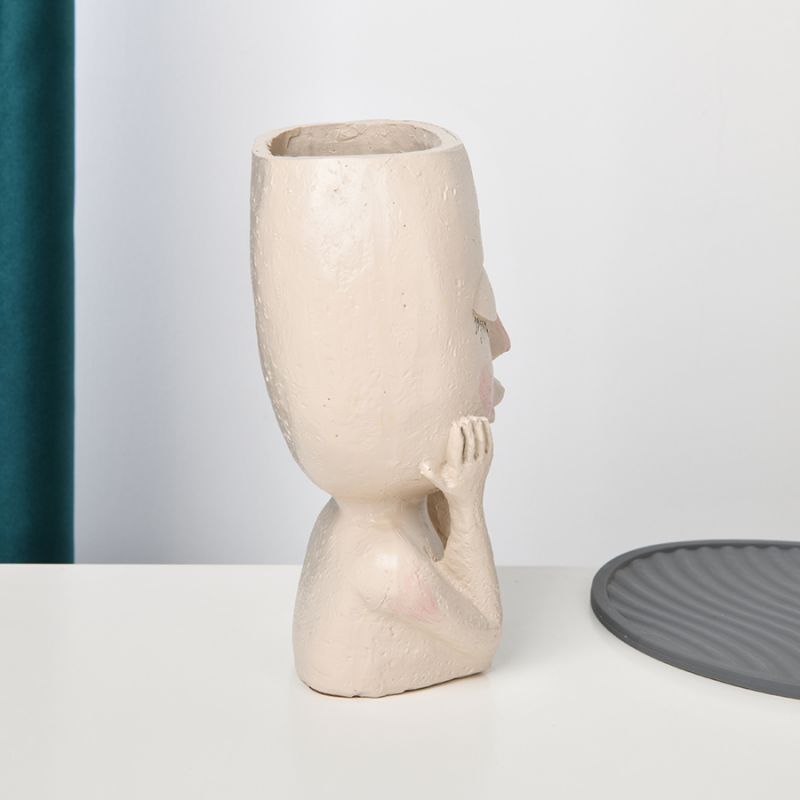 Elegant Resin Flower Pot With Artificial Green Plant Indoor Outdoor Decorative Planter 3