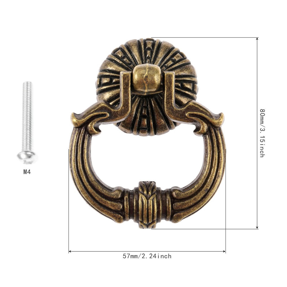 Antique Bronze Cabinet Handle Vintage Drawer Ring Pull Decorative Hardware For Cabinets 2