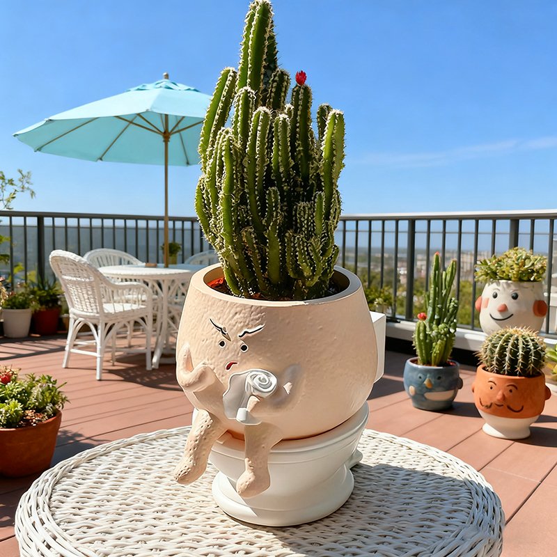 Funny Toilet Succulent Planter Cute Desk Plant Pot Decor 0