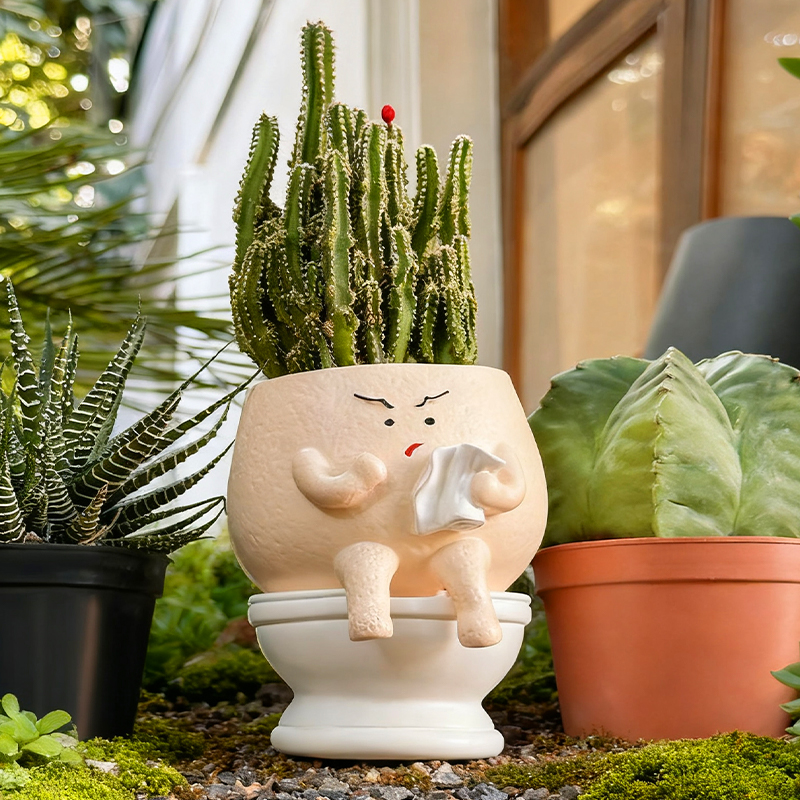 Funny Toilet Succulent Planter Cute Desk Plant Pot Decor 1