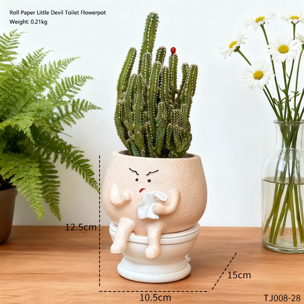 Funny Toilet Succulent Planter Cute Desk Plant Pot Decor 5