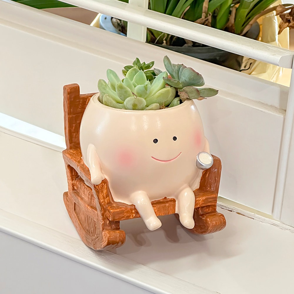 Swing Face Succulent Planter Cute Hanging Flower Pot For Desk Decor 1