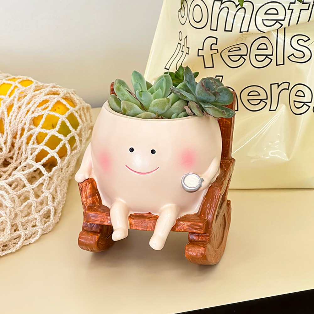Swing Face Succulent Planter Cute Hanging Flower Pot For Desk Decor 2