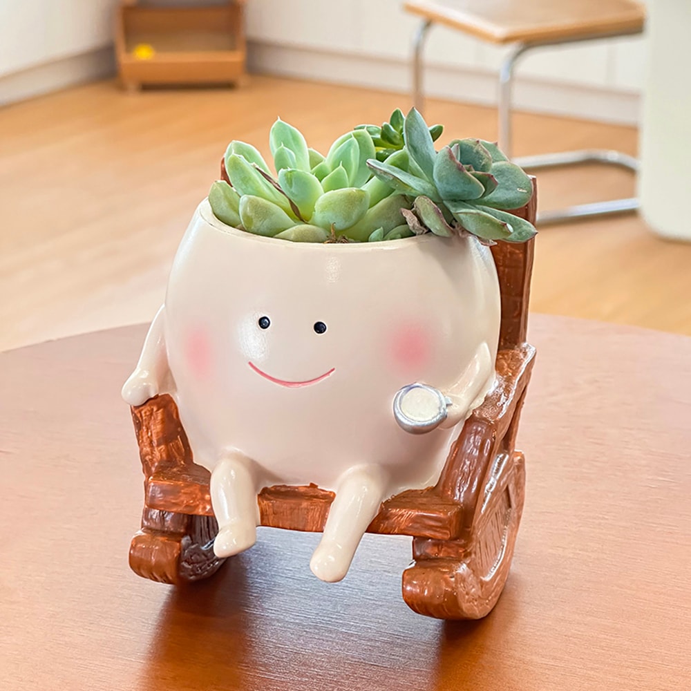 Swing Face Succulent Planter Cute Hanging Flower Pot For Desk Decor 3