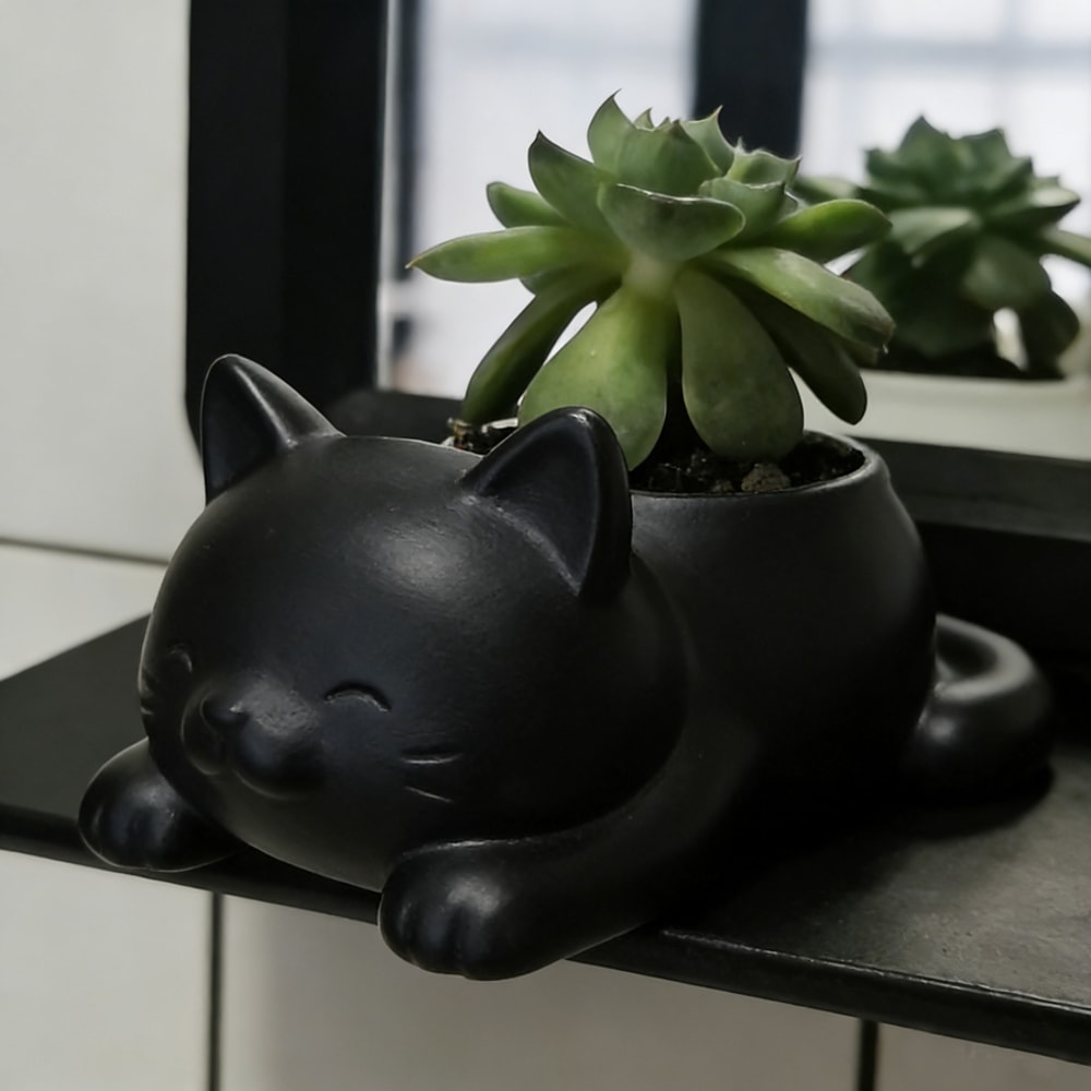 Cute Lying Cat Succulent Planter Pot for Home Decor