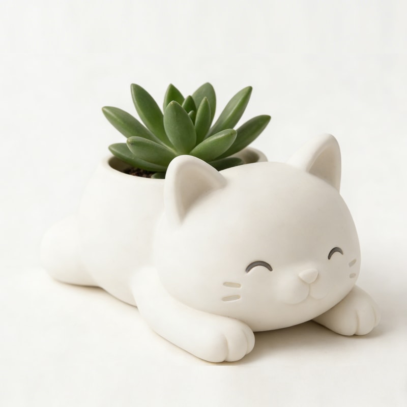 Cute Lying Cat Succulent Planter Pot for Home Decor