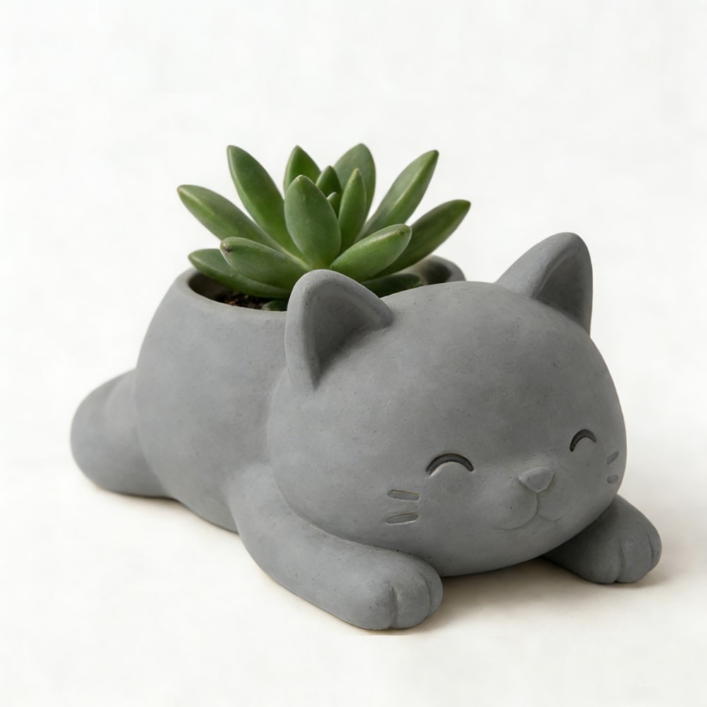 Cute Lying Cat Succulent Planter Pot for Home Decor
