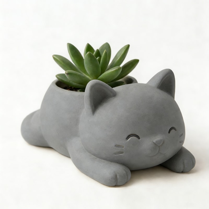 Cute Lying Cat Succulent Planter Pot for Home Decor
