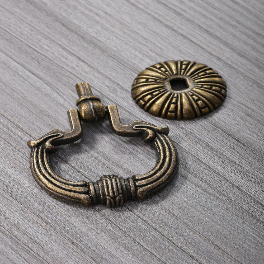 Vintage Bronze Cabinet Knob Retro Pattern Drawer Pull Handle 0