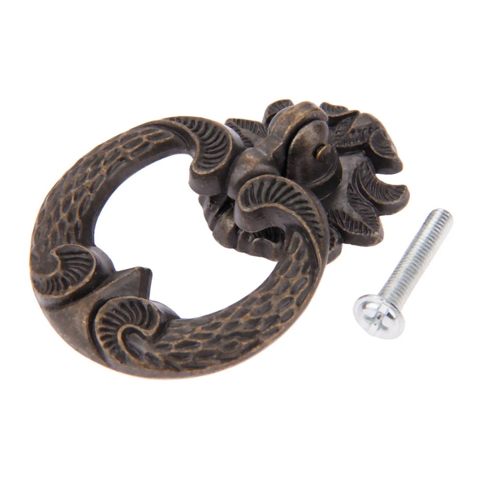 Antique Bronze Cabinet Knob Vintage Furniture Handle Decorative Drawer Pull 2