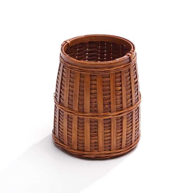 Handwoven Bamboo Desk Organizer Basket Natural Pencil Holder Storage 0