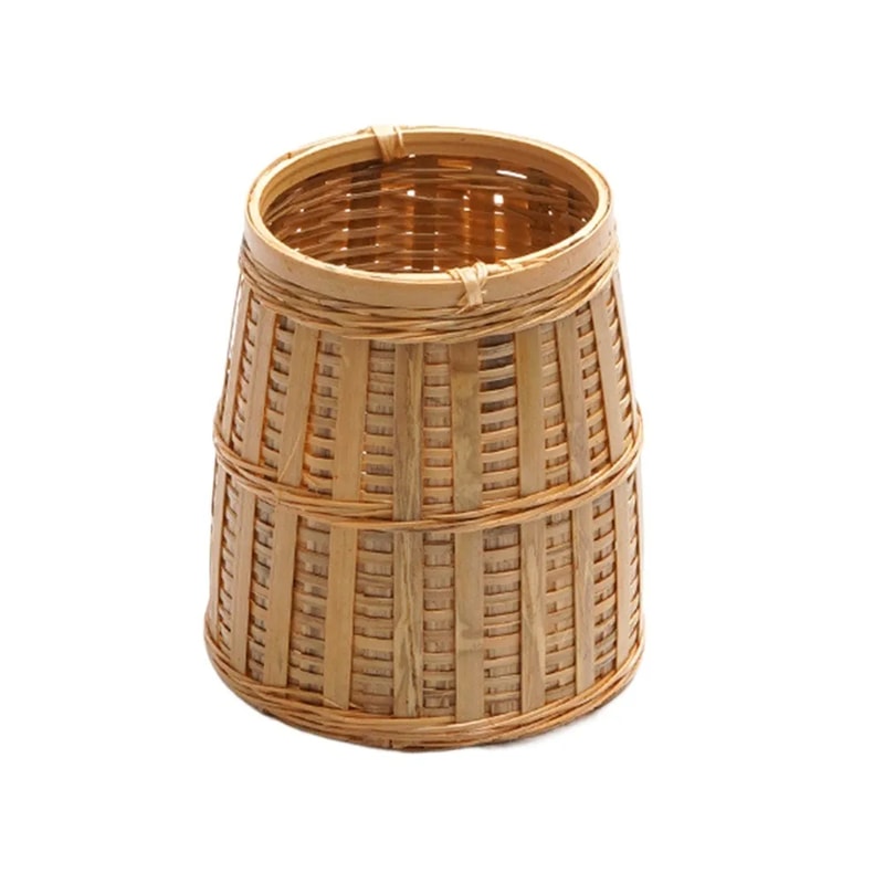 Handwoven Bamboo Desk Organizer Basket Natural Pencil Holder Storage 2
