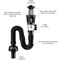 Flexible Anti Odor Sink Drain Pipe with Retractable Deodorizing Filter