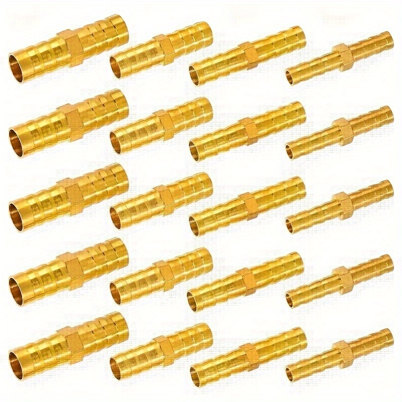 Brass Hose Connector Set Leak Proof Universal Barb Adapter for Air Water & Fuel