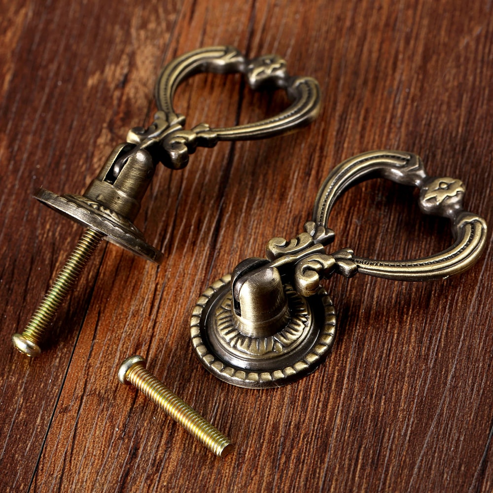 Vintage Antique Brass Cabinet Knobs Set Classic Drawer Pull Handles For Kitchen Furniture 4