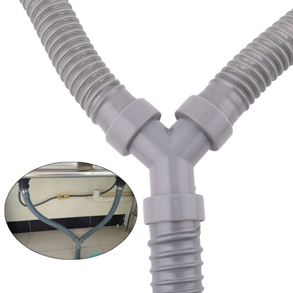 Flexible PVC Washing Machine Drain Hose Y Connector Washer Discharge Pipe