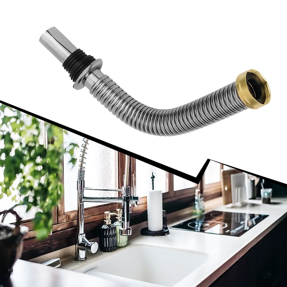 Flexible Stainless Steel Sink Drain Hose Adjustable Kitchen Bathroom Siphon Pipe