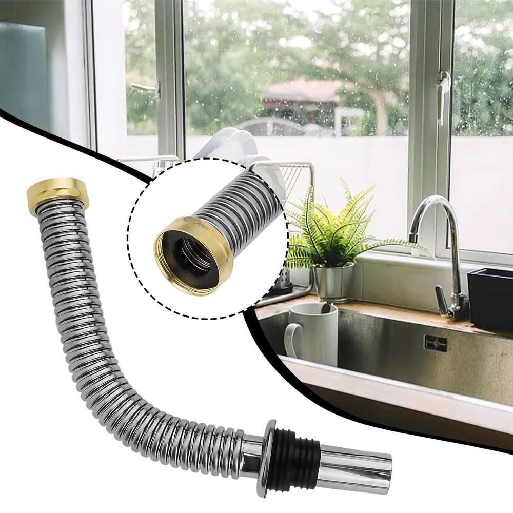 Flexible Stainless Steel Sink Drain Hose Adjustable Kitchen Bathroom Siphon Pipe