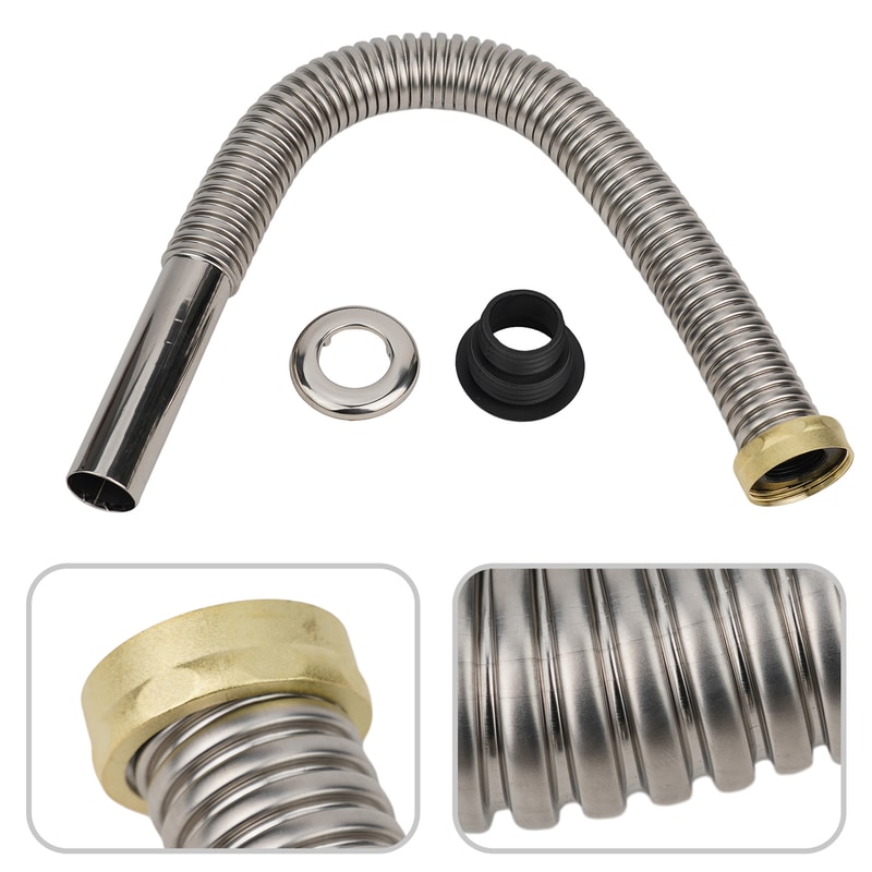Flexible Stainless Steel Sink Drain Hose Adjustable Kitchen Bathroom Siphon Pipe