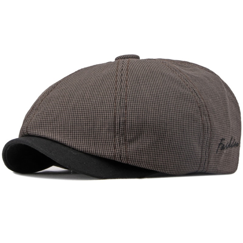 Vintage Plaid Octagonal Beret Hat Lightweight Artist Beret Flat Cap For Men Women 5