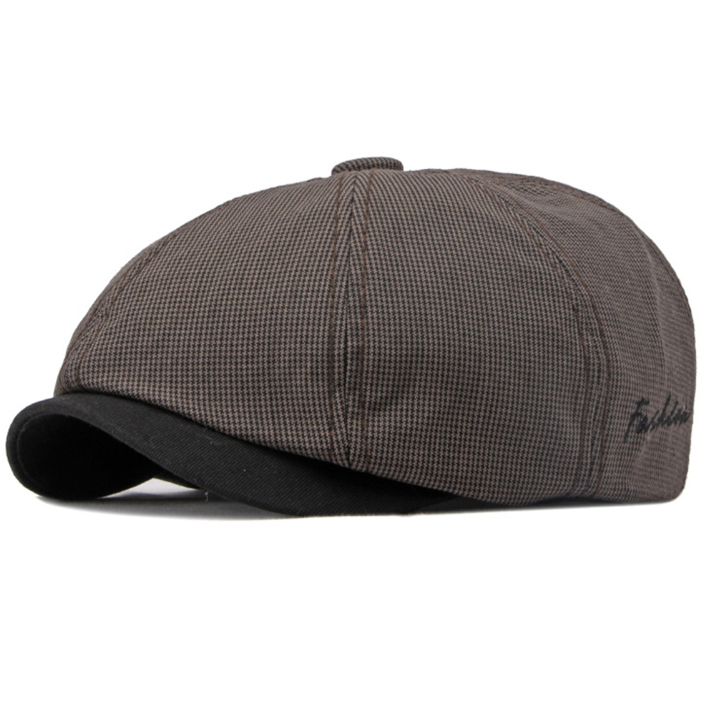Vintage Plaid Octagonal Beret Hat Lightweight Artist Beret Flat Cap For Men Women 7